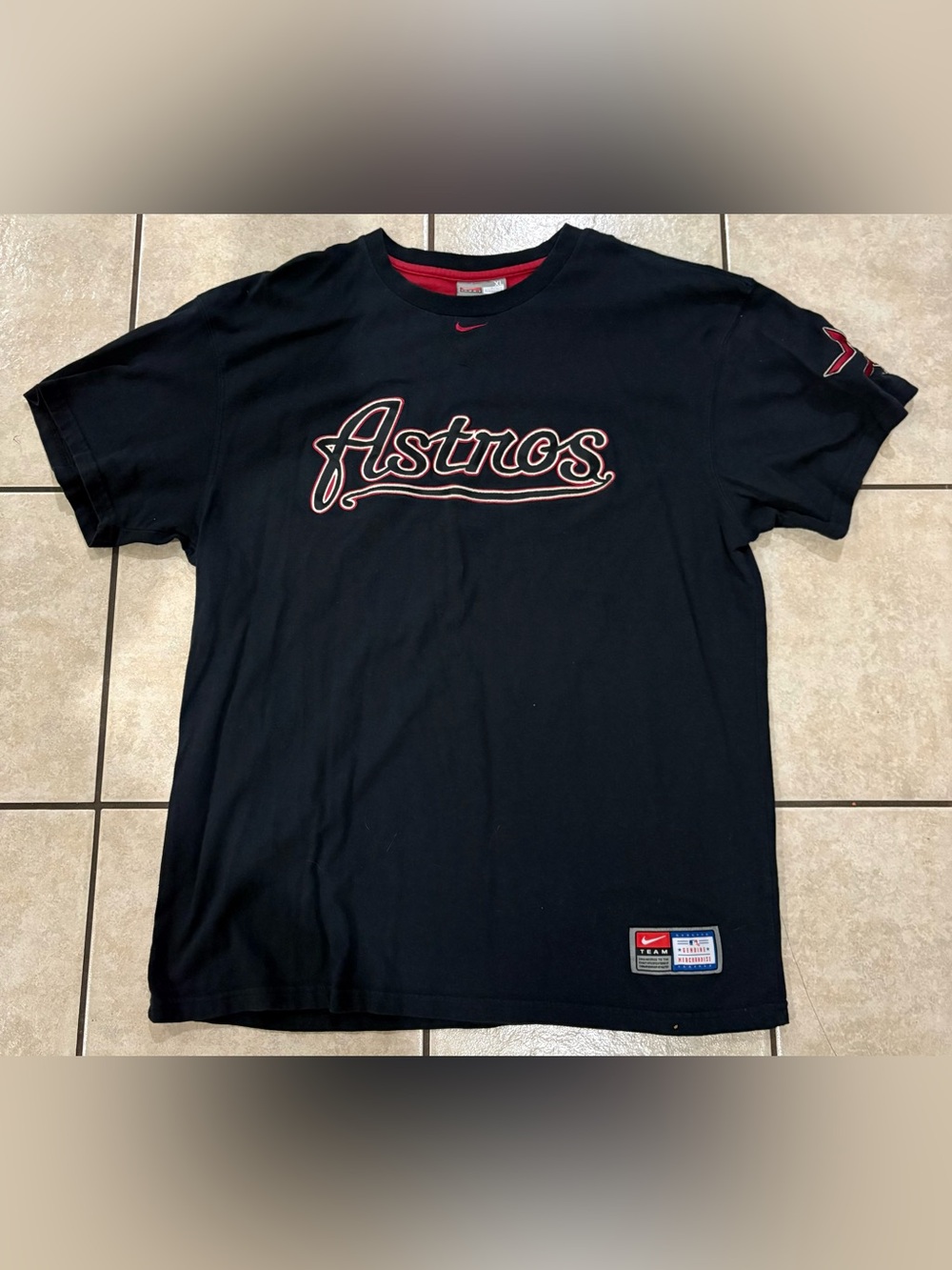 Vintage Astros Nike Black Tee with Red and Blue Team Patch size XL